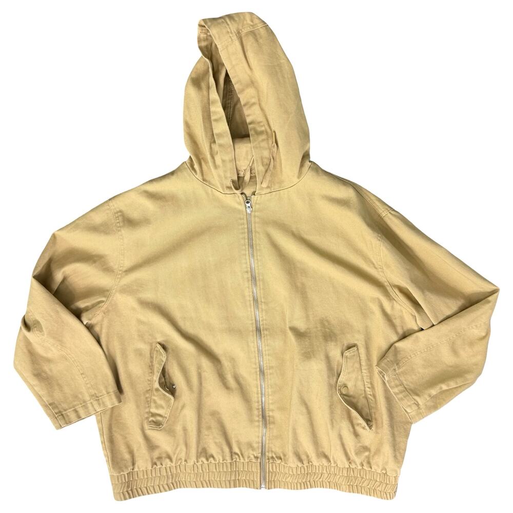 ASOS Design Stone Tan Oversized Cotton Canvas Hooded Bomber Jacket Plus Size 18 - Picture 6 of 12
